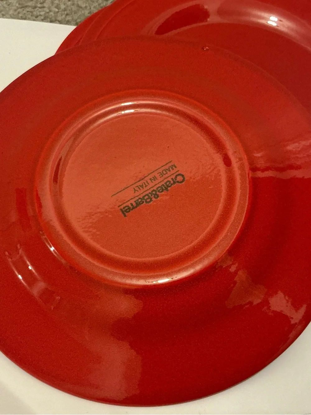 New Crate&Barrel Red Ceramic Dinner Plates - Set of 4 made in Italy